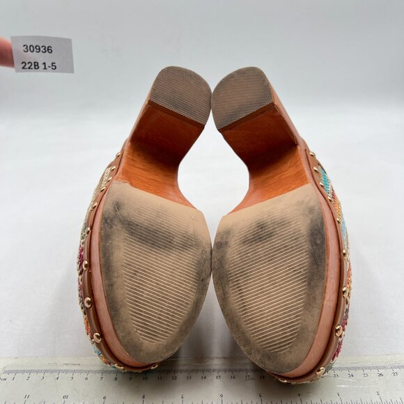 YDN Multi Platform Slip On Clogs Mules Cork High Heel Round Toe Rivet Shoes - Picture 7 of 8